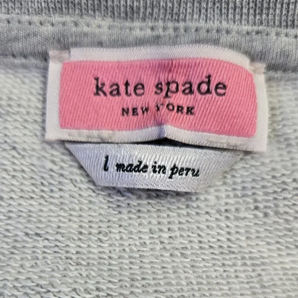 Kate Spade Rain or Shine Gray Elbow Sleeve Sweatshirt Sequin Cloud Whimsical